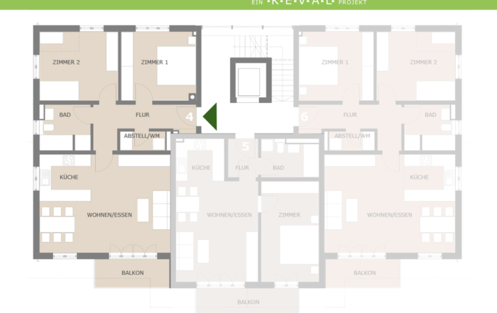 KEVAL Laerche 7 - 3 Zimmer Wohnung Plan